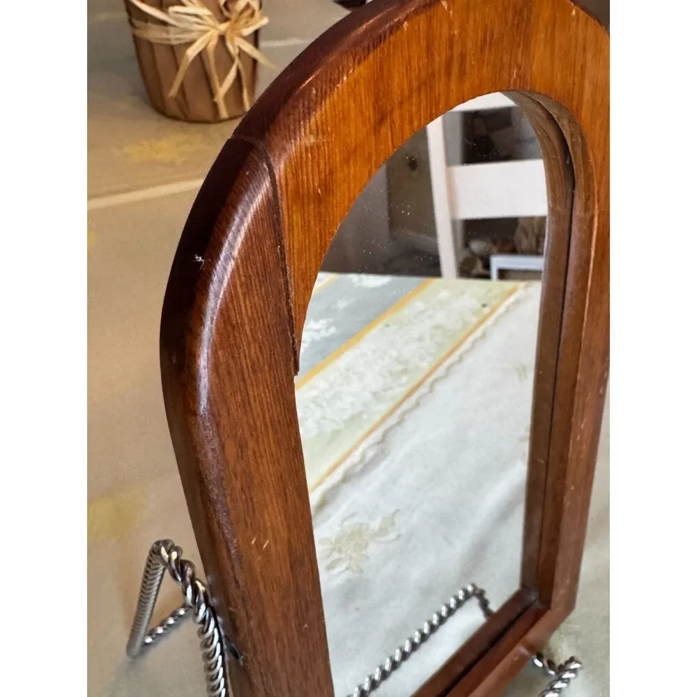 Vintage wooden arch top mirror great small size must see